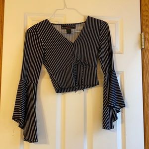 Black and white striped crop top